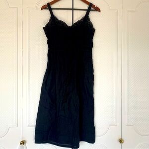 J crew | Black Linen drawstring dress with embroidery